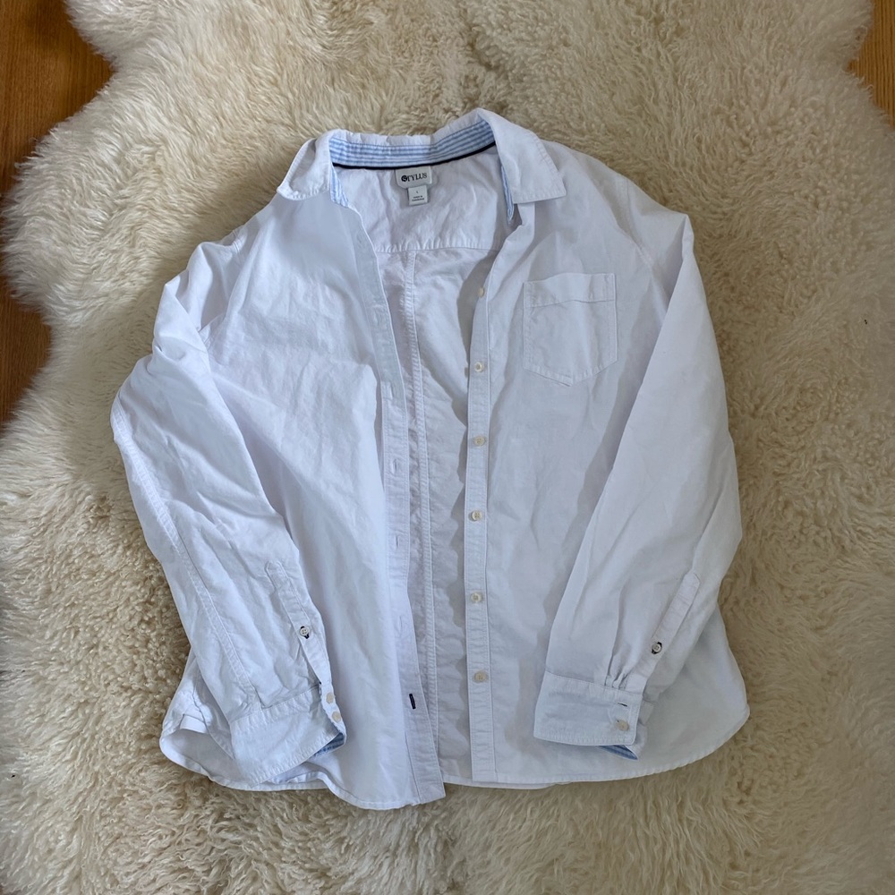 White button down blouse